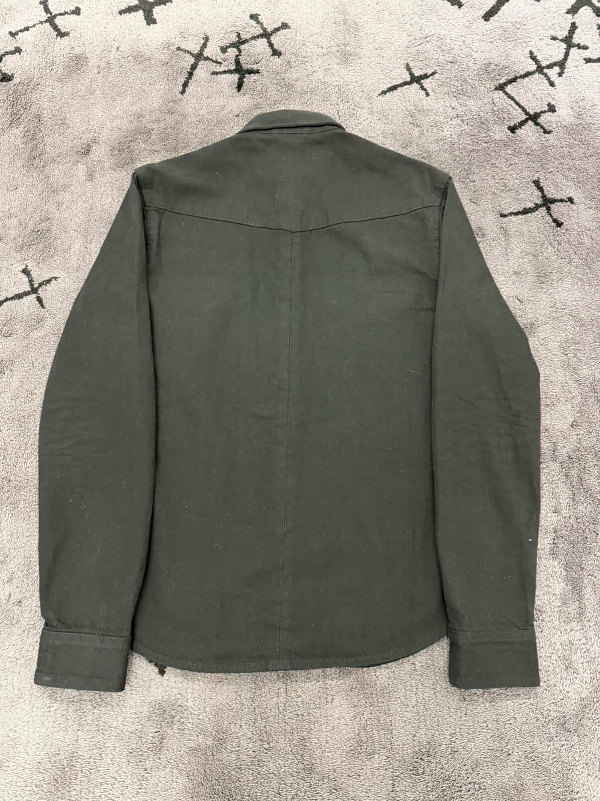 Chrome Hearts Leather Cross Patch Denim Western Shirt