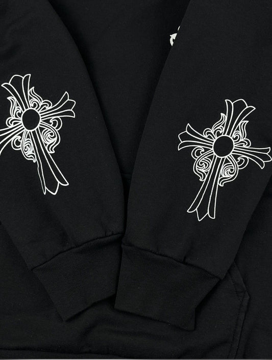 Chrome Hearts Vintage Floral Cross Sleeve Thermal Hoodie