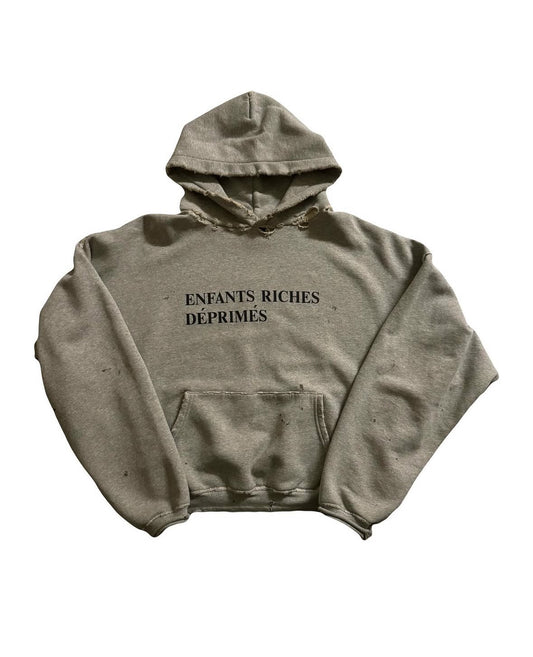 Enfants Riches Deprimes Grey Distressed Logo Hoodie